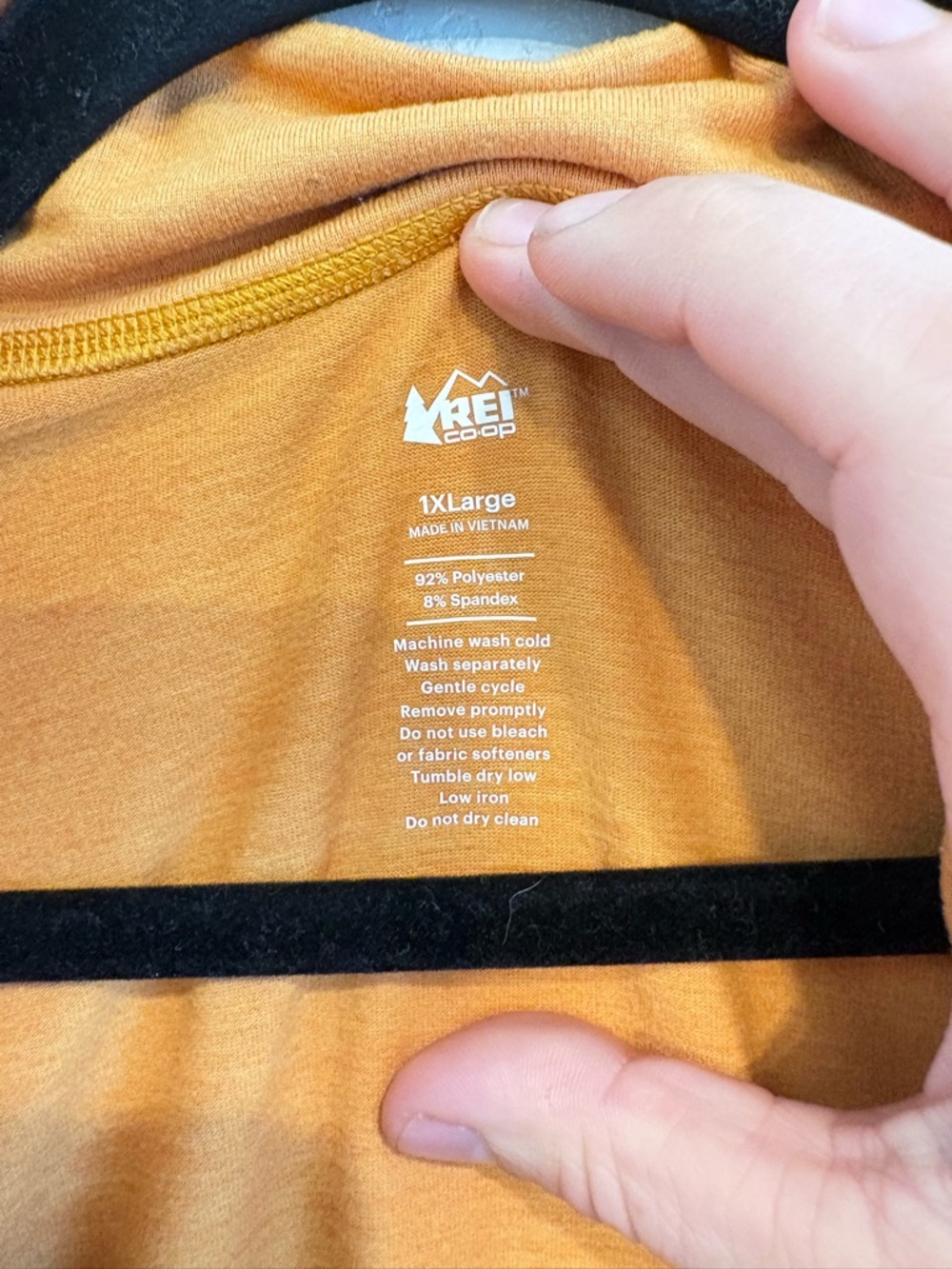 REI Co-op Men’s 1X Orange Quarter Zip Pullover Thumbholes Hiking Athletic - Picture 4 of 9